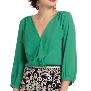 Maeve Anthropology Emerald Green Flowy Blouse
